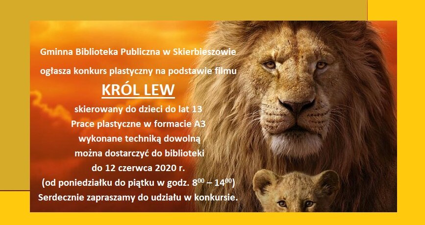 Konkurs plastyczny na podstawie filmu KRÓL LEW