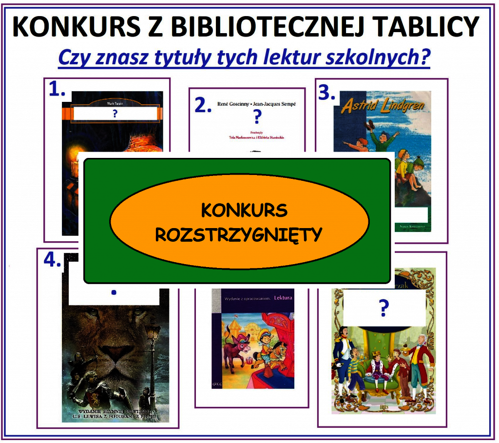 ROZSTRZYGNIĘCIE KONKURSU Z BIBLIOTECZNEJ TABLICY